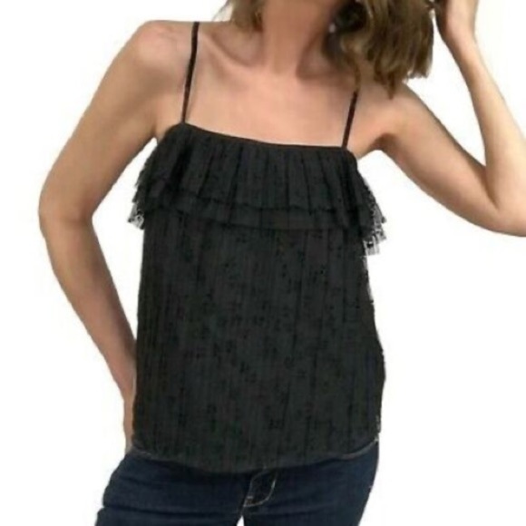 J. Crew Black Casual Floral Flutter Lace Camisole Style Top Size L - Picture 3 of 17